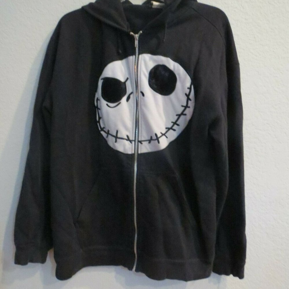 TNBC The Nightmare Before Christmas JACK SKELLINGTON Black Hoodie Zip Front SM